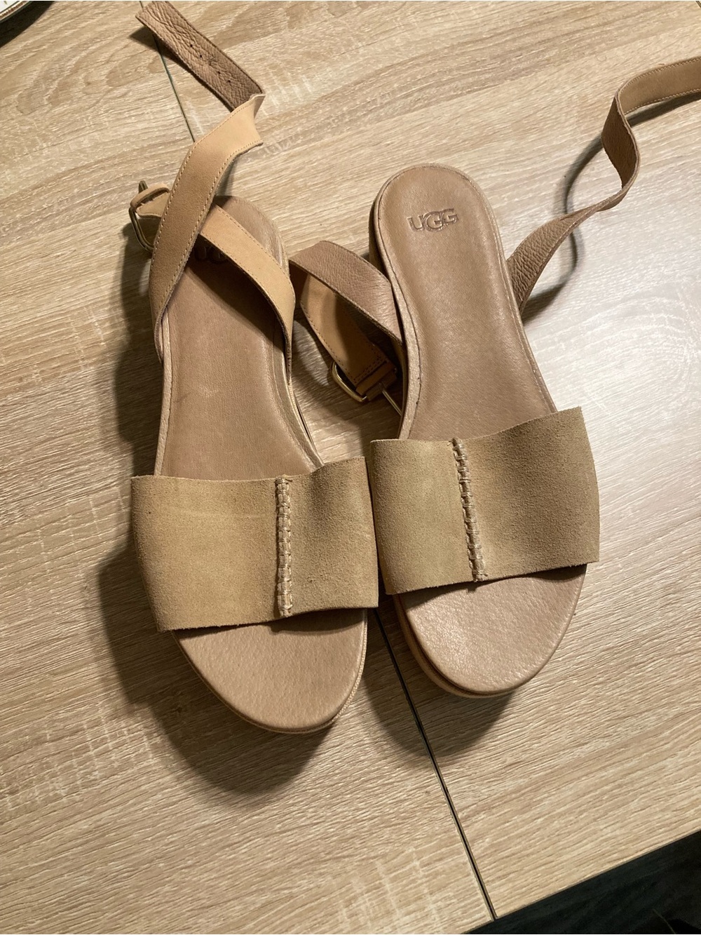 UGG Women’s Tan Suede Crossband Slingback Sandals
